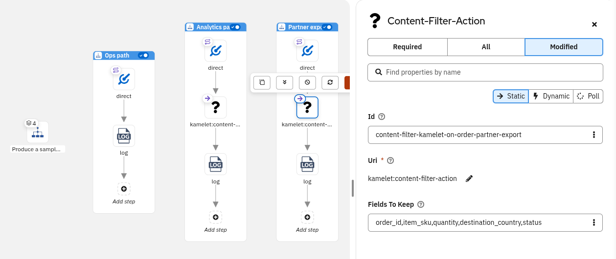 Config form of content filter node on order-partner-export
