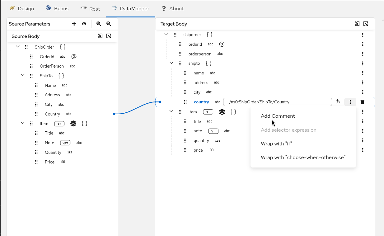 Click 3-dots mapping context menu and click `Add Comment`