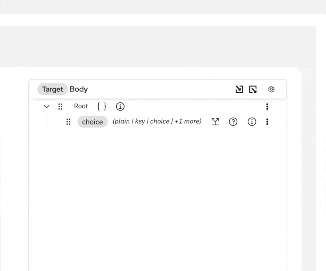 DataMapper showing xs:sequence selection within xs:choice field