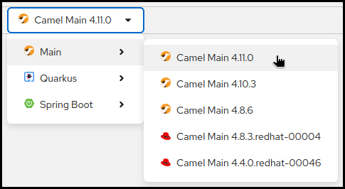 showcasing the version selector