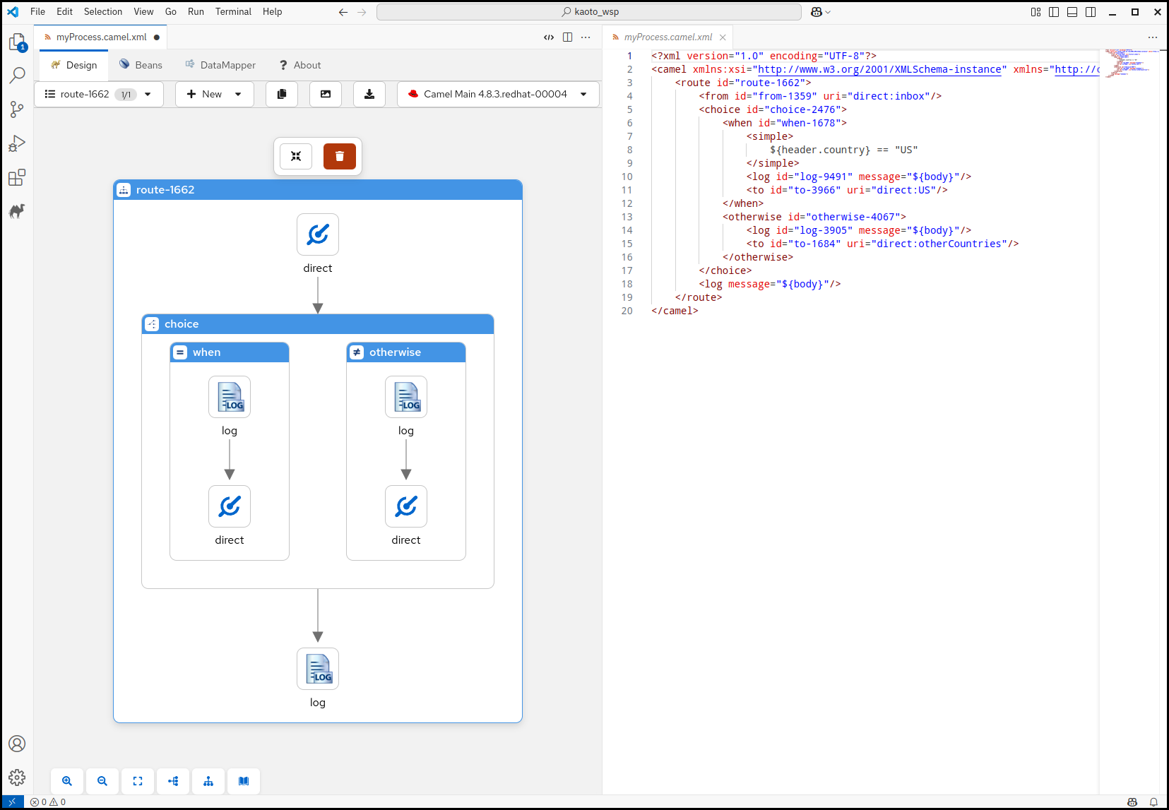 showcasing an XML IO route