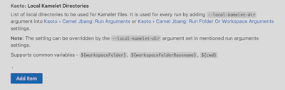 Local Kamelet Directories user setting