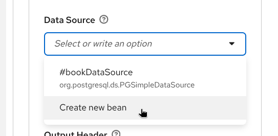 Create new bean option