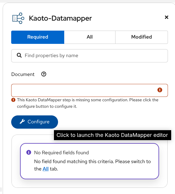 DataMapper Configure button