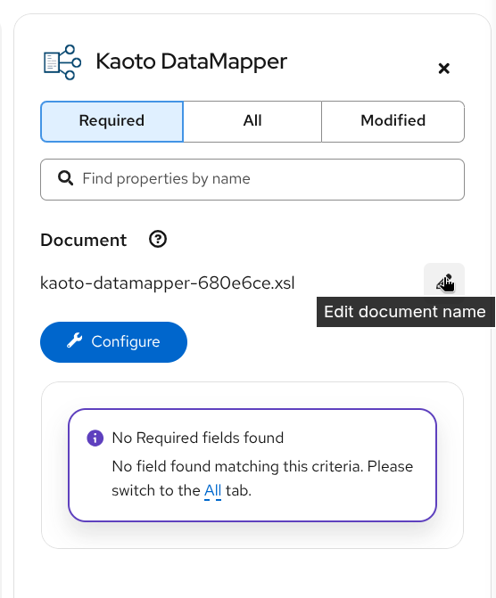 Rename the XSLT file in the DataMapper config form