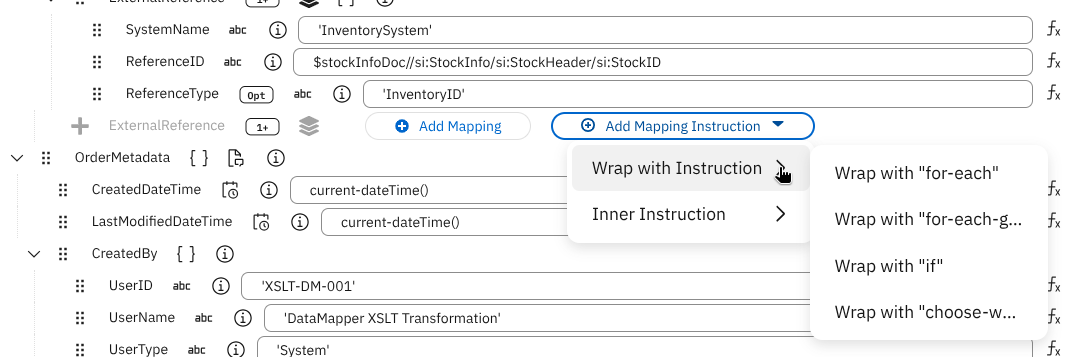 Add Mapping / Add Mapping Instruction buttons
