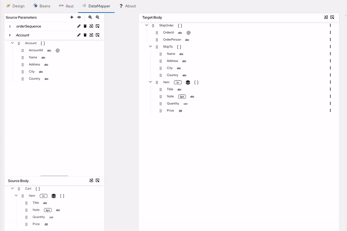 Double-click a target field to enter XPath directly