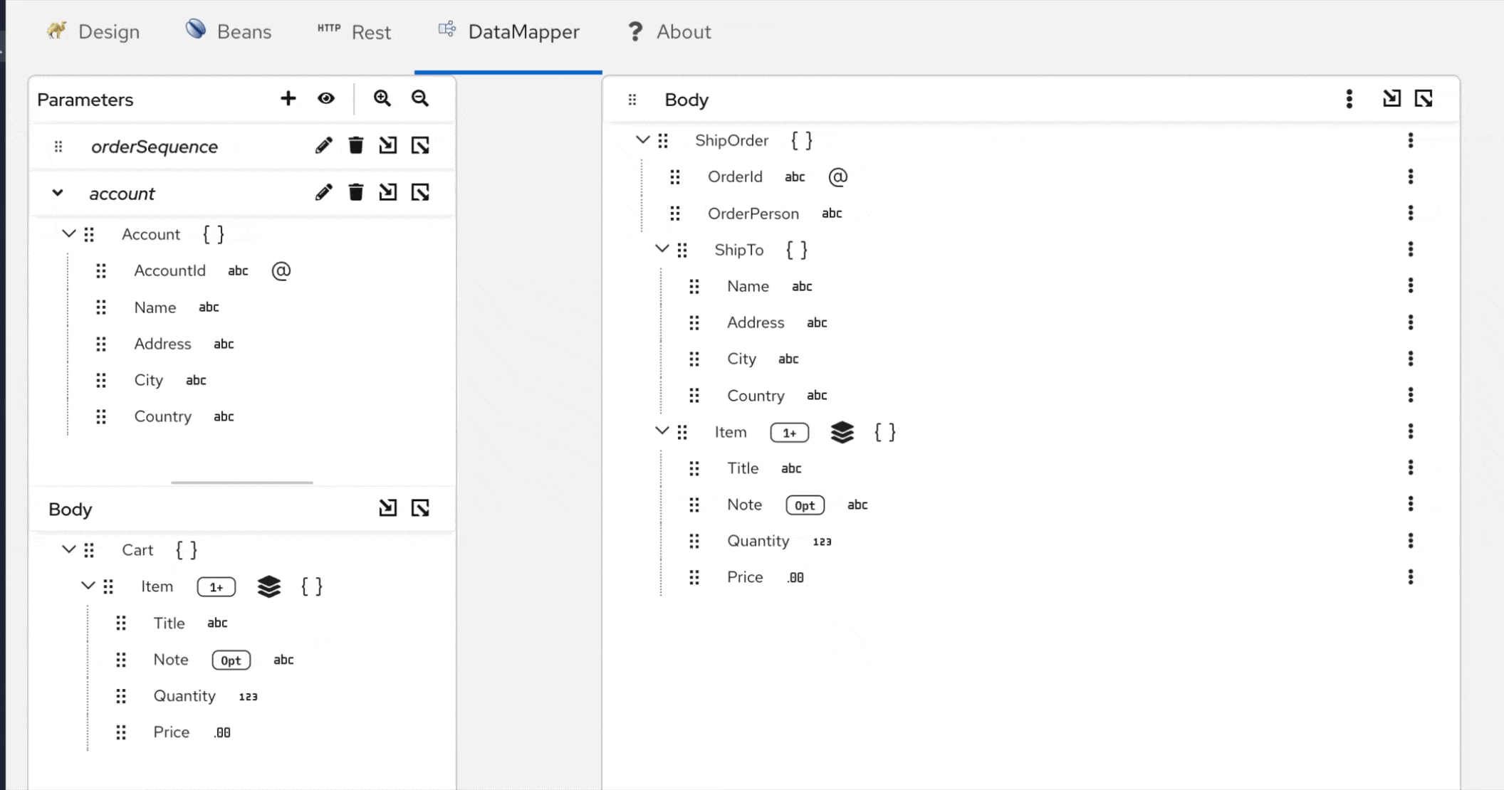Drag and drop to create a field mapping