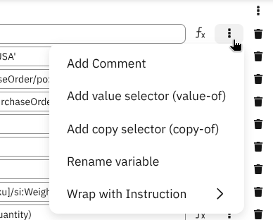 Mapping context menu