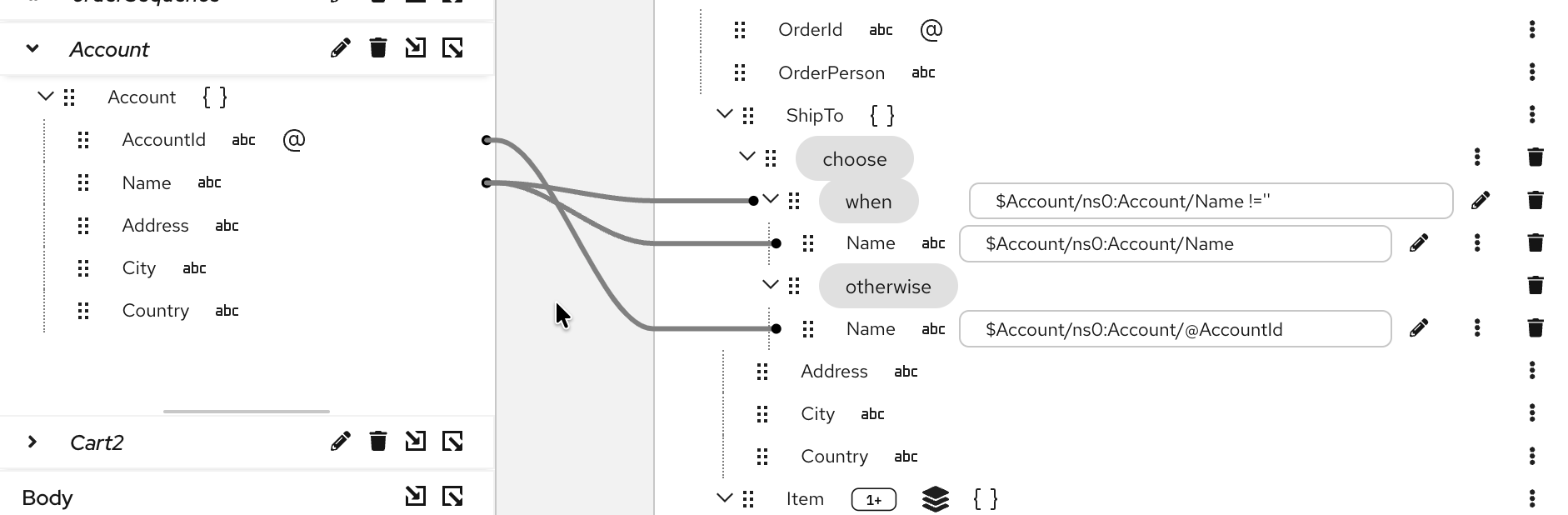 Configure when and otherwise mappings