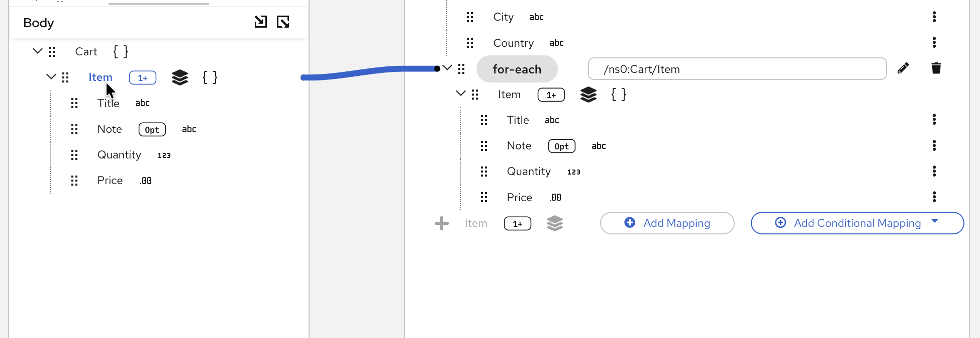 Select source collection to iterate