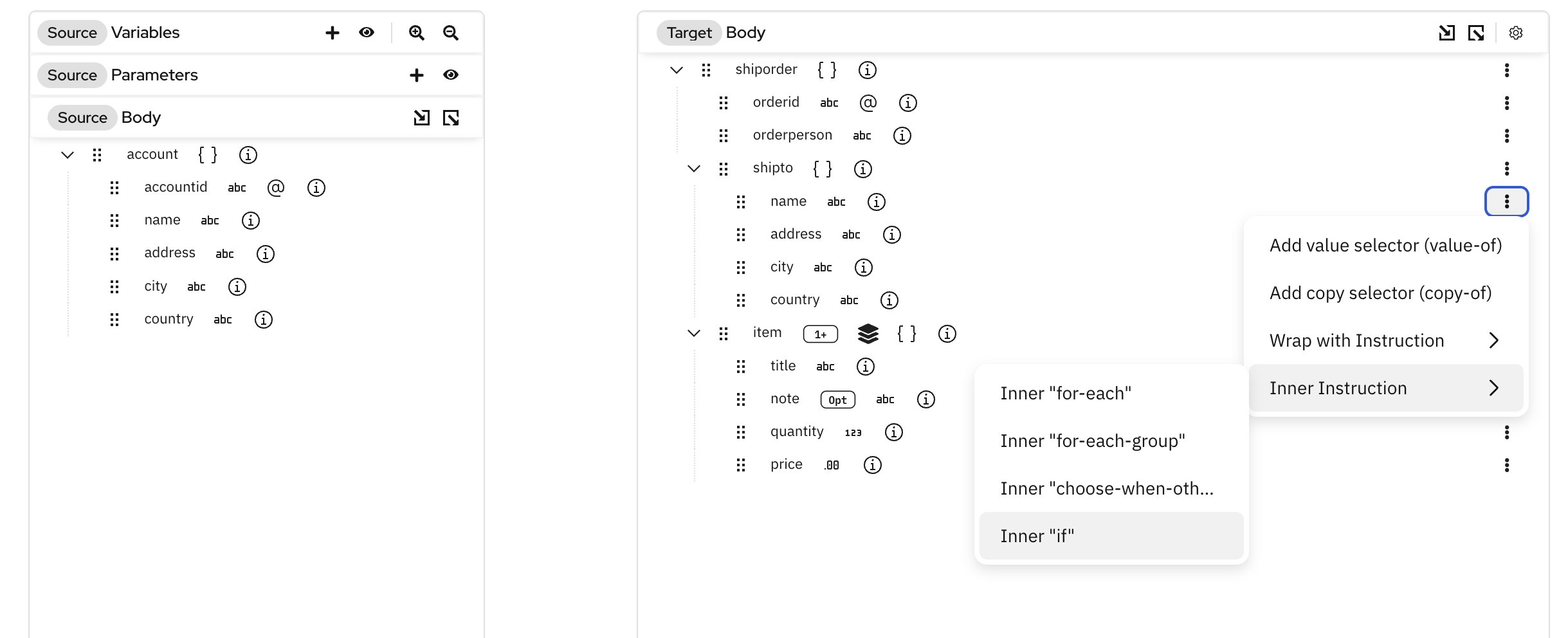 Inner Instruction flyout — click 'Inner if' to apply