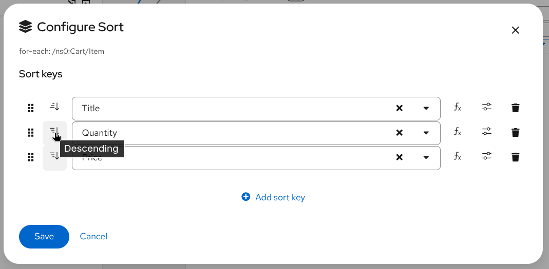 Ascending/Descending toggle