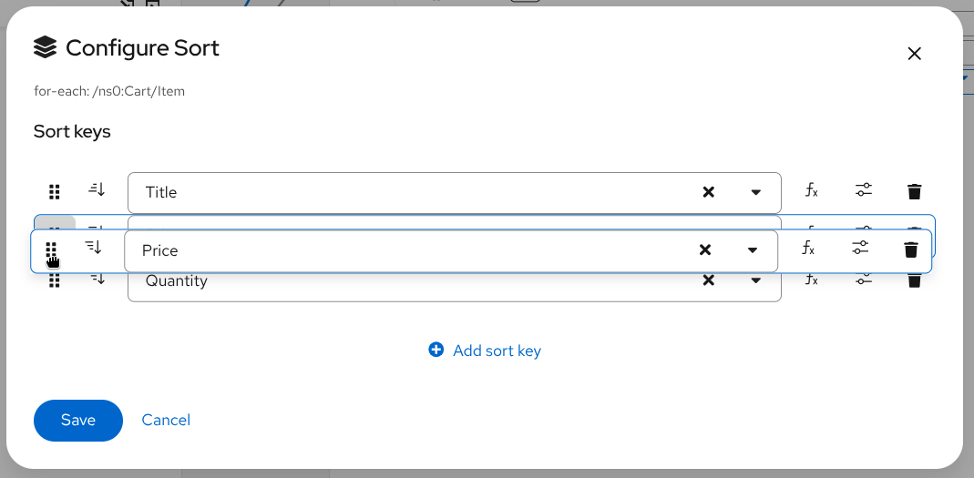 Re-order sort keys by drag-and-drop