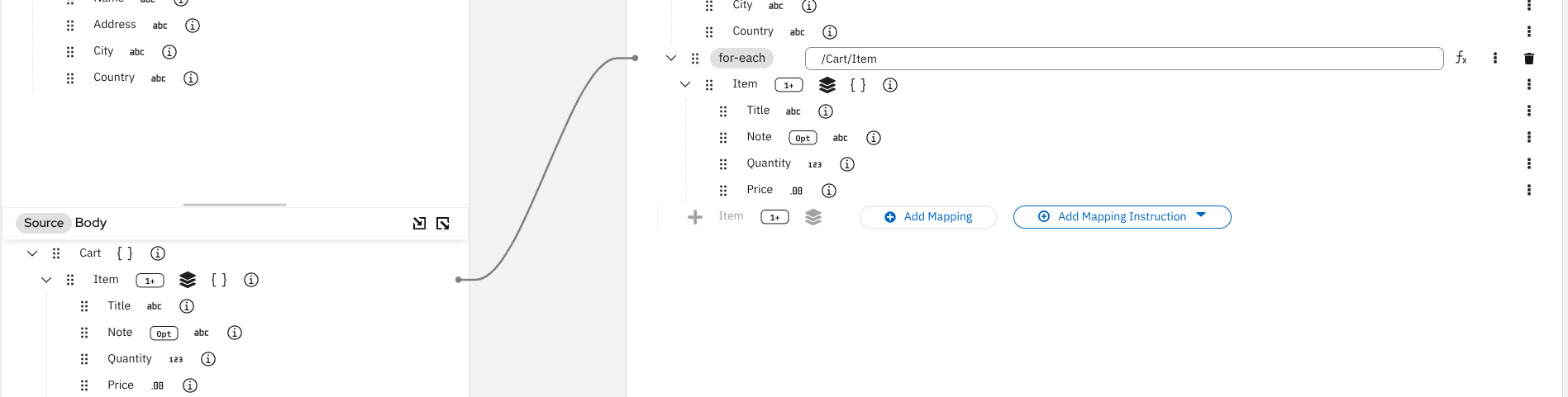 Select source collection to iterate