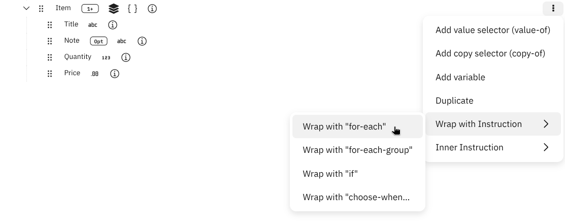 Select wrap with for-each