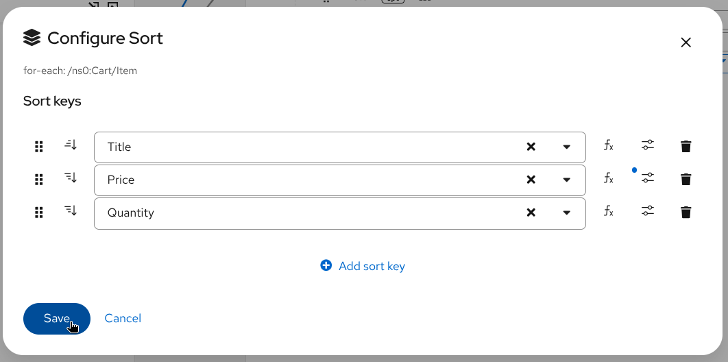 Save sort configuration