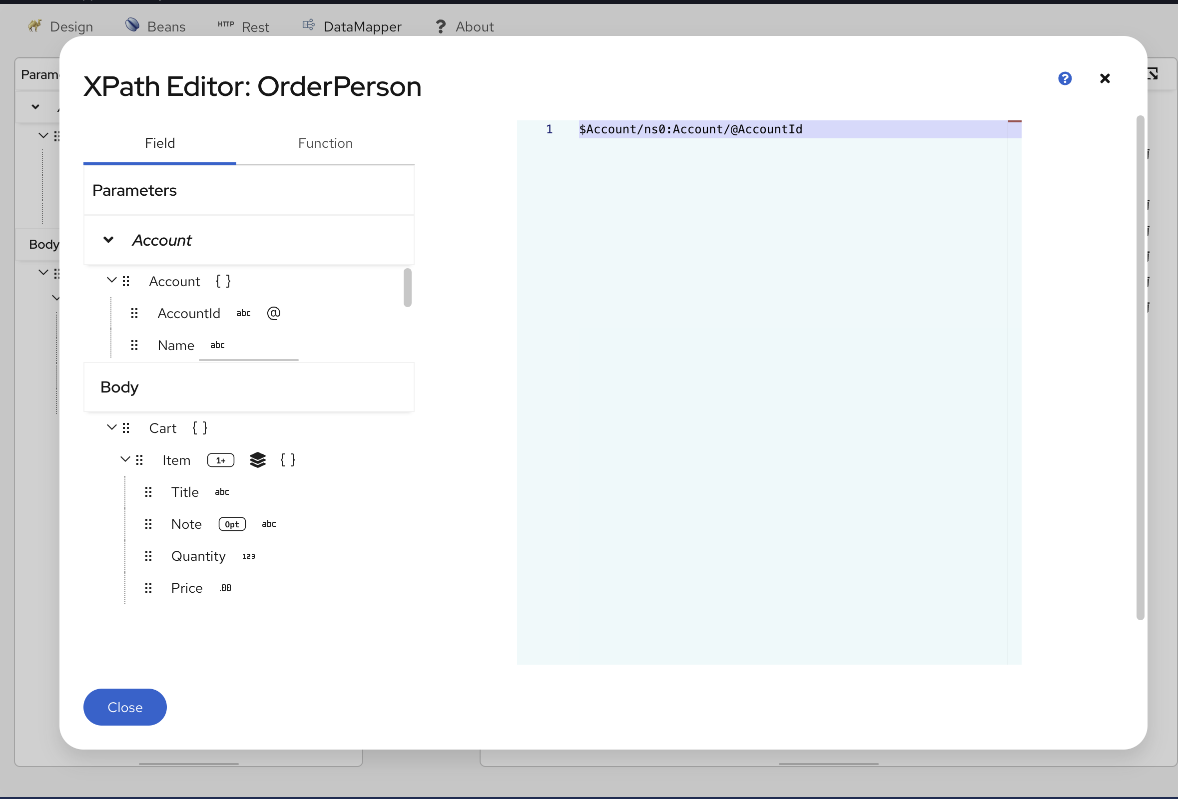 Drag and drop fields into the expression