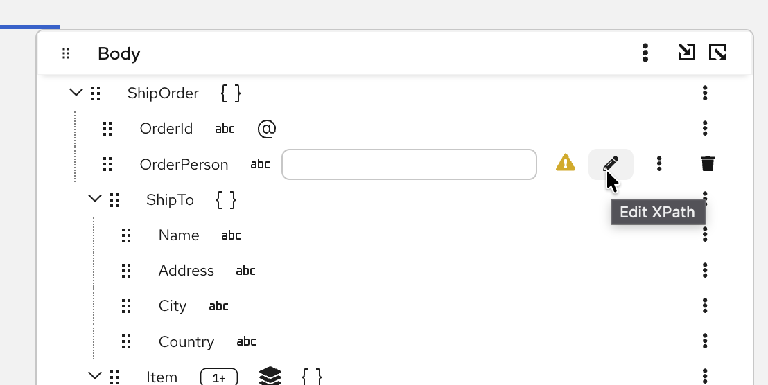 Click pencil icon to open XPath Editor