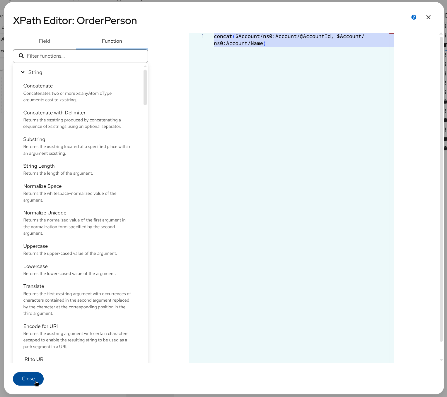 Close editor to save expression