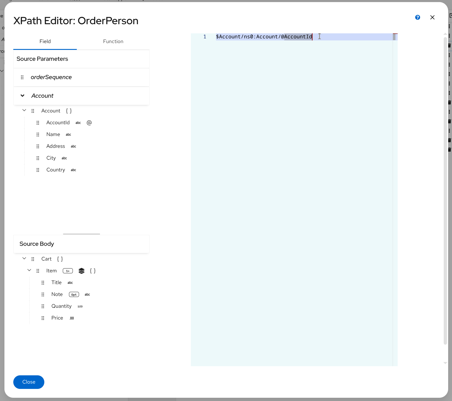 Drag and drop fields into the expression