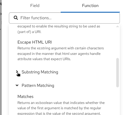 Click chevron to collapse a category