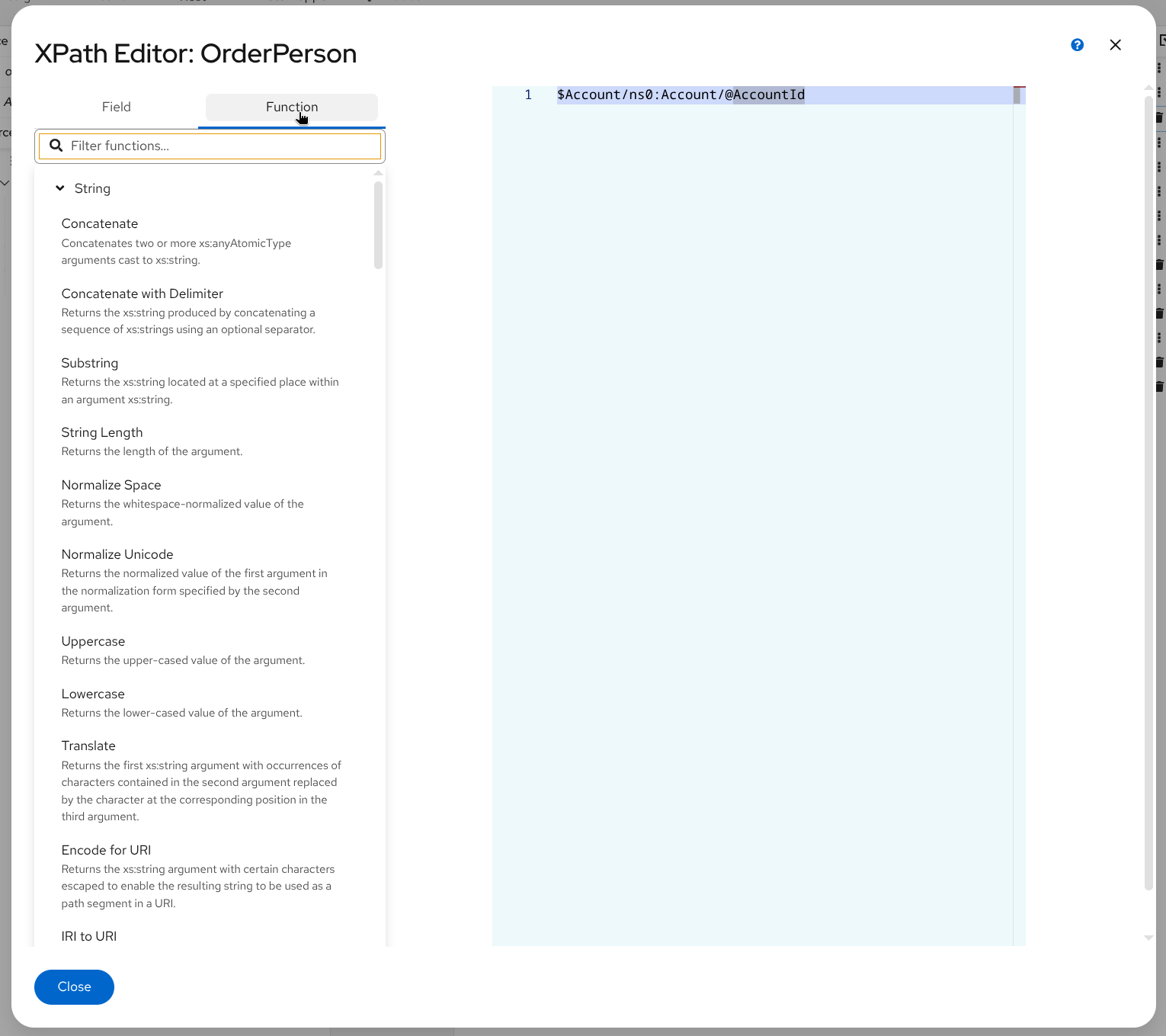 Browse available XPath functions
