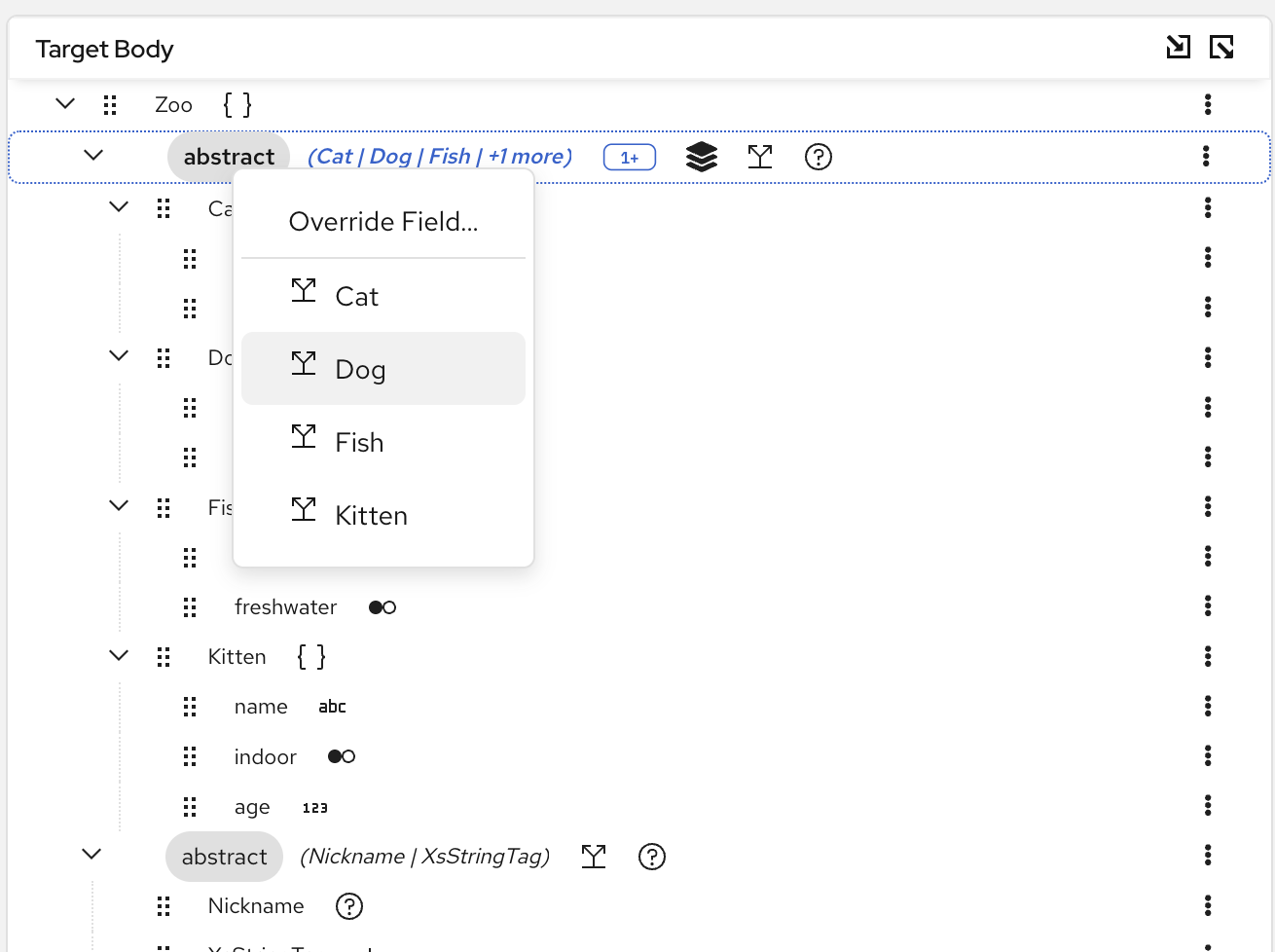 Inline quick-select via context menu