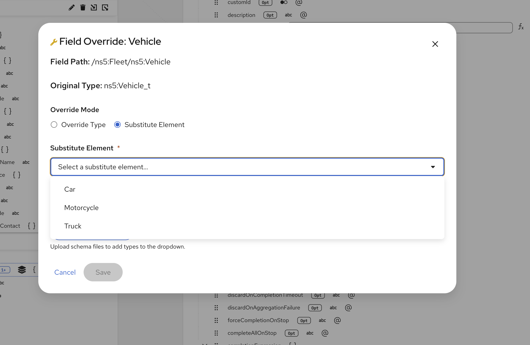 Substitute Element selected with typeahead list of substitution group members