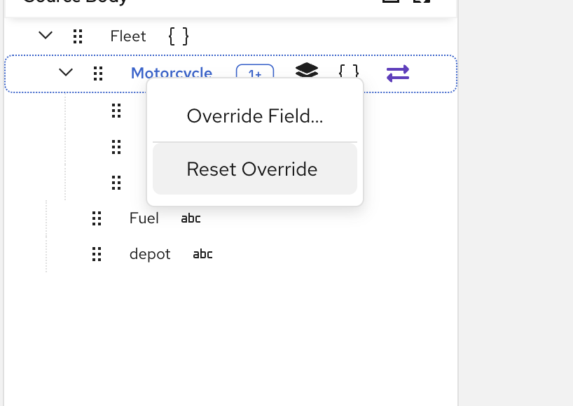 Reset Override option in context menu