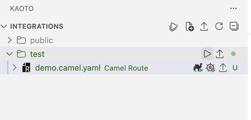 Click the Play button next to a folder to run all integrations inside