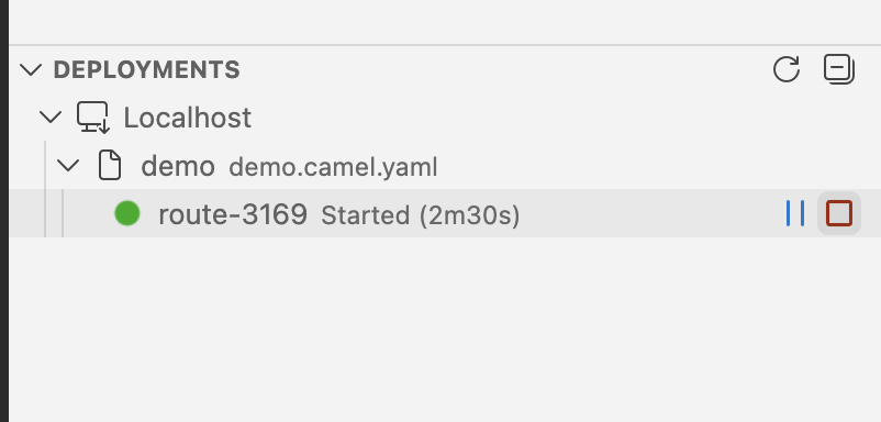 Stop a running integration from the Deployments panel