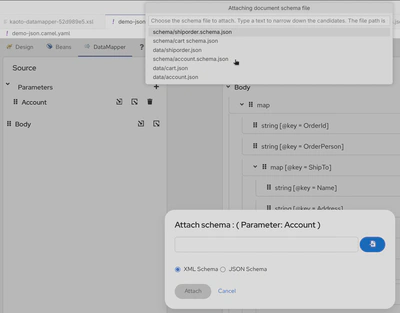 Select JSON schema