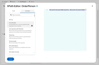 XPath editor: Functions