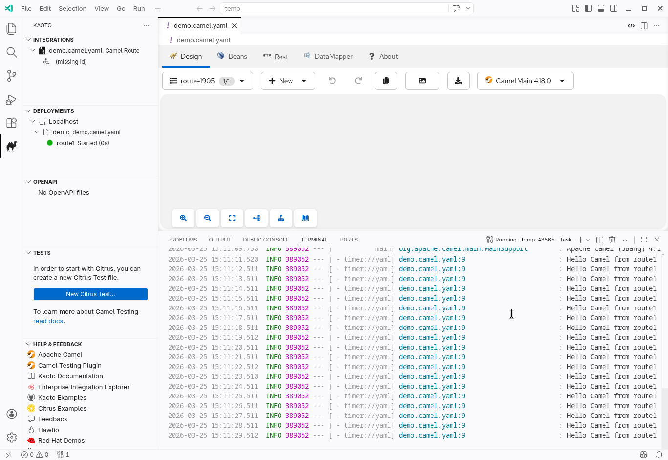 Run workspace output