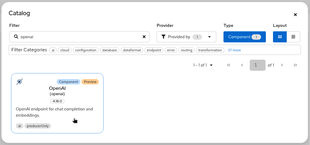 Pick Open AI component