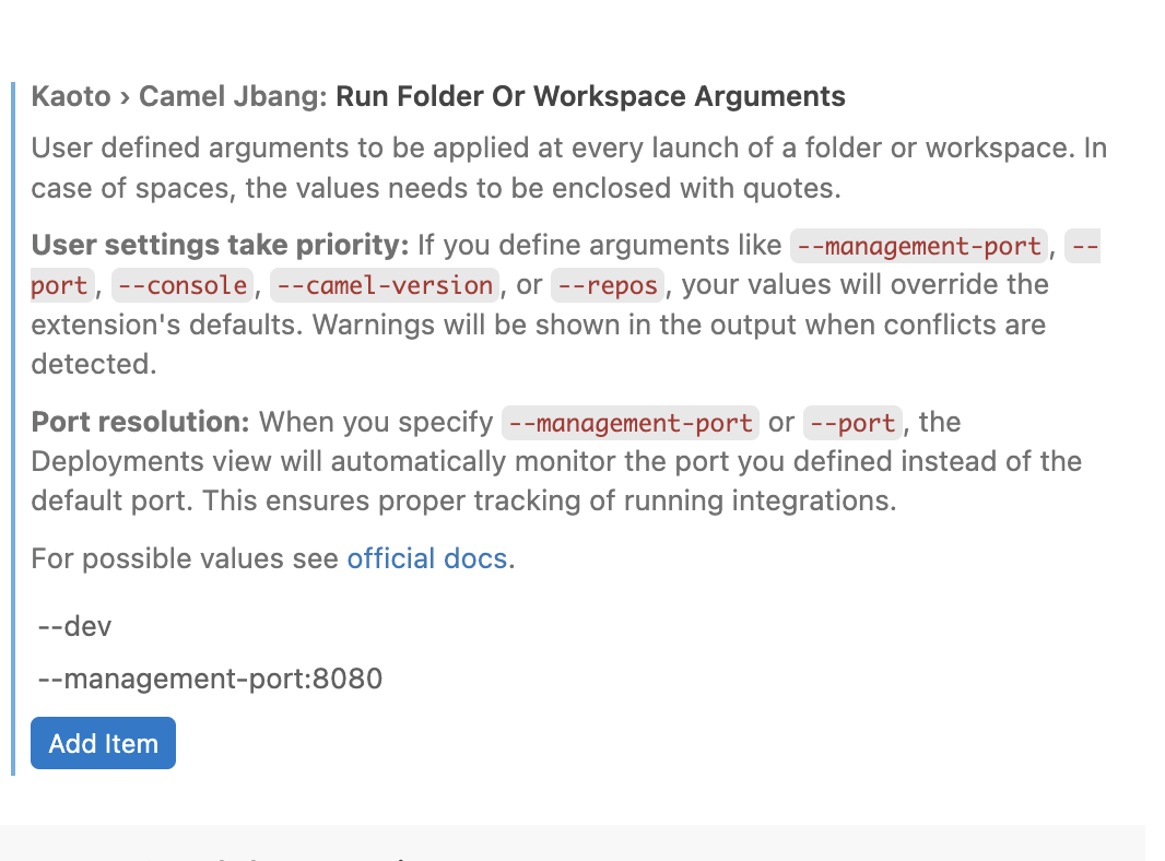 Kaoto settings run folder