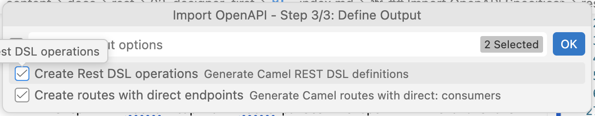 REST Import generation options