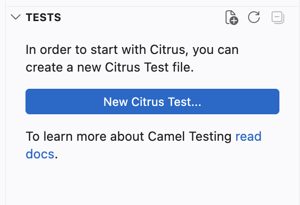 New Citrus Test button in the TESTS panel